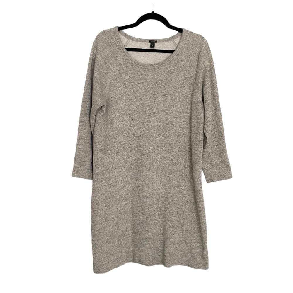 J CREW Scoop Neck Long Sleeve Sweatshirt Midi Dress Grey M
